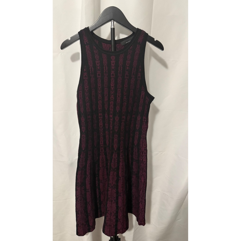 White House Black Market Python Scales Jacquard Sweater Dress Pinot Black M NEW